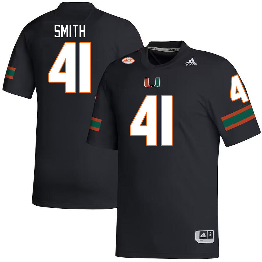 Men #41 Chase Smith Miami Hurricanes College Football Jerseys Stitched-Black